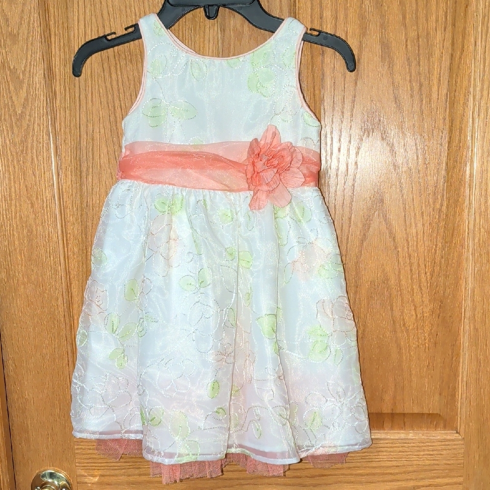 NWOT Sweet Heart Rose Girls Sz 4 White and Peach Holiday/Formal Dress